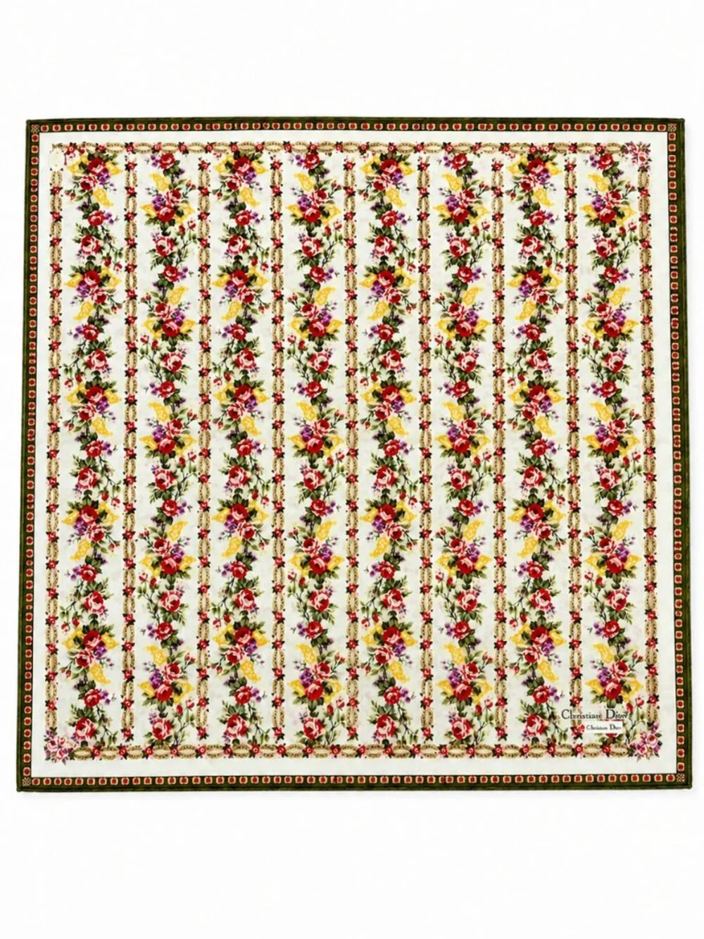 Christian Dior Floral Silk Hair Scarf/Handkerchief - NEW